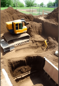 buldozer en train de faire des travaux de terrassement